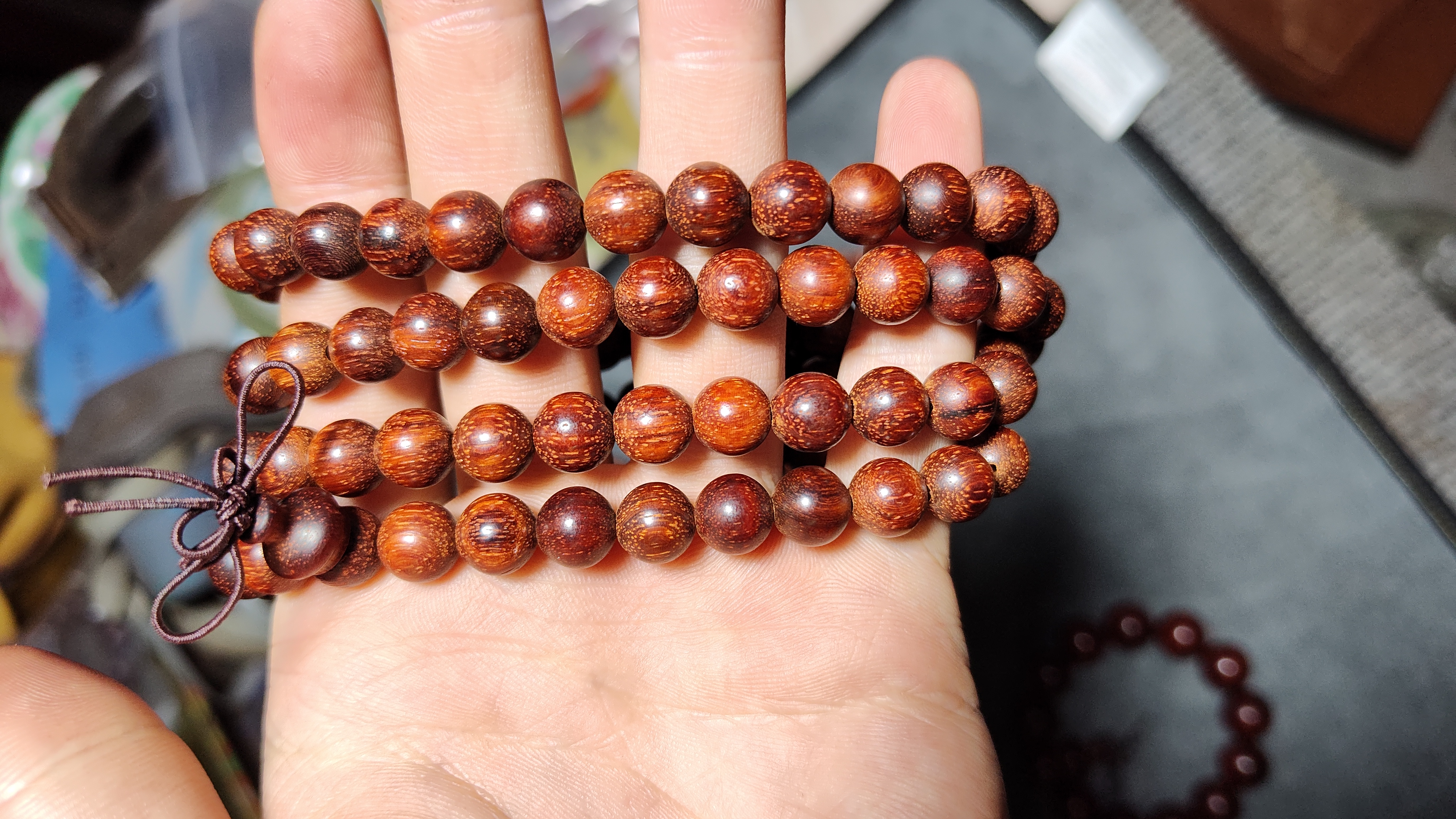 小叶紫檀雕刻佛珠视频,小叶紫檀节节高升佛珠手链