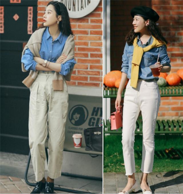 时尚小白裤夏季搭配更显瘦,小白裤窄版显瘦