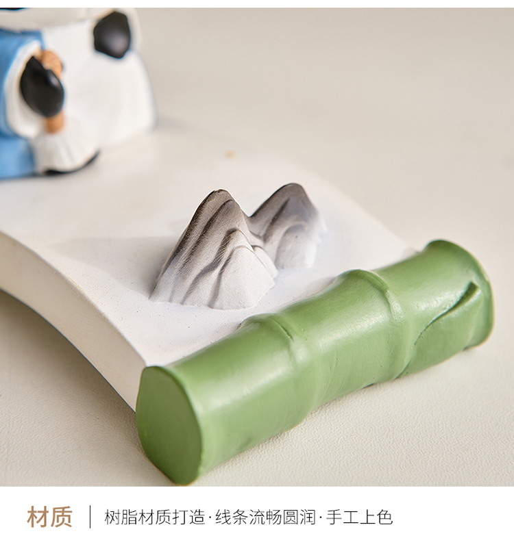 手机支架摆件熊猫,手机链木质可爱熊猫挂饰