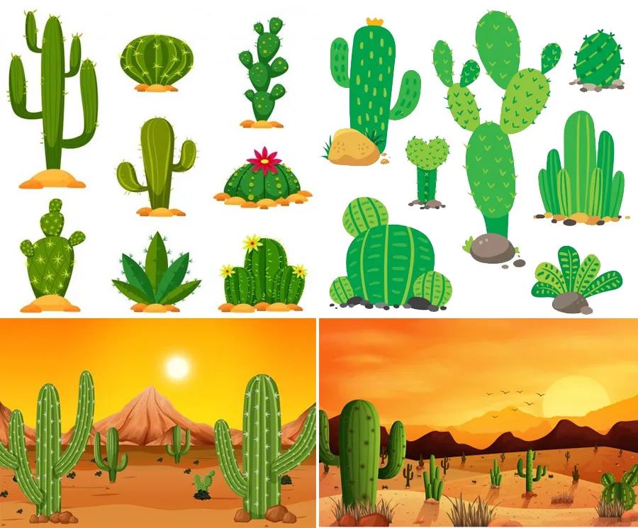 创意儿童画沙漠中的仙人掌,沙漠中的仙人掌怎么画