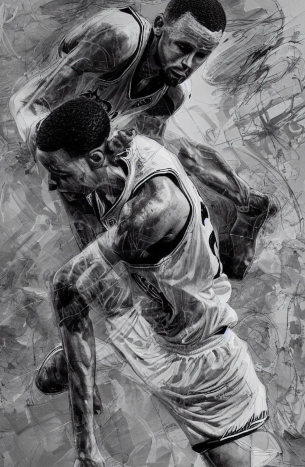 nba球星素描画像简单,素描球星怎么画