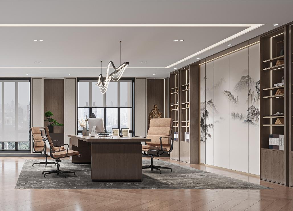 工装设计办公室装修新中式,工装办公室现代风格
