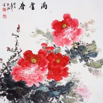 国画名家董萍写意牡丹作品精选,名家写意牡丹公鸡图片大全