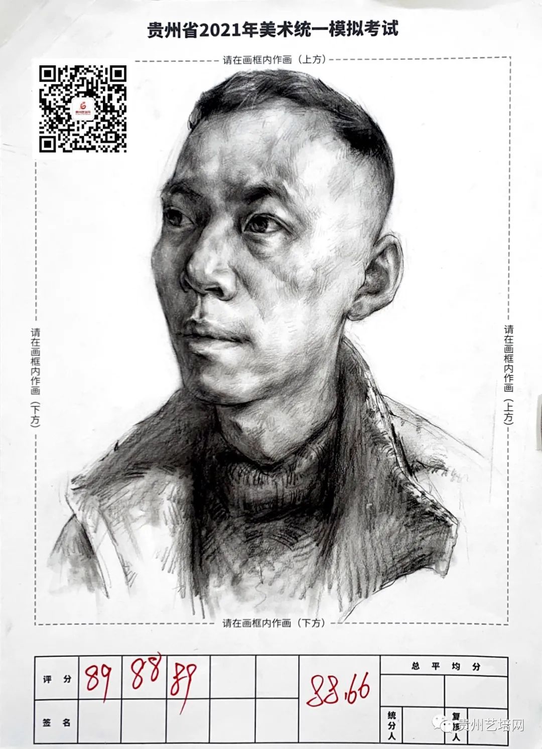 万人联考一模2024素描高分,一模静物素描高分卷