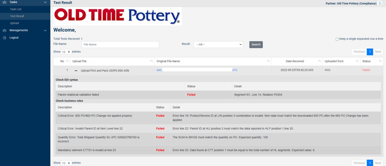 OldTimePotteryEDI测试流程