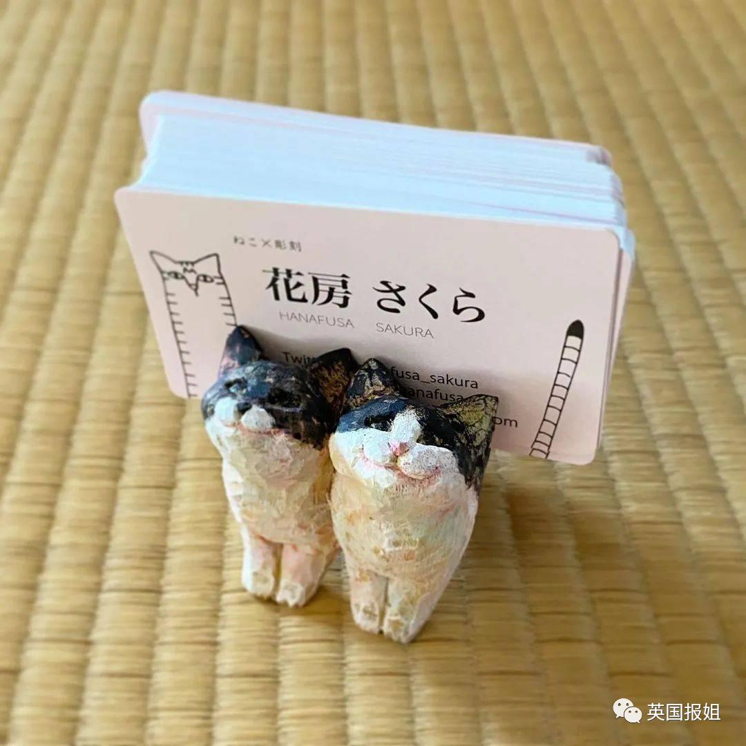 木头雕刻作品猫,手工雕刻木雕小猫