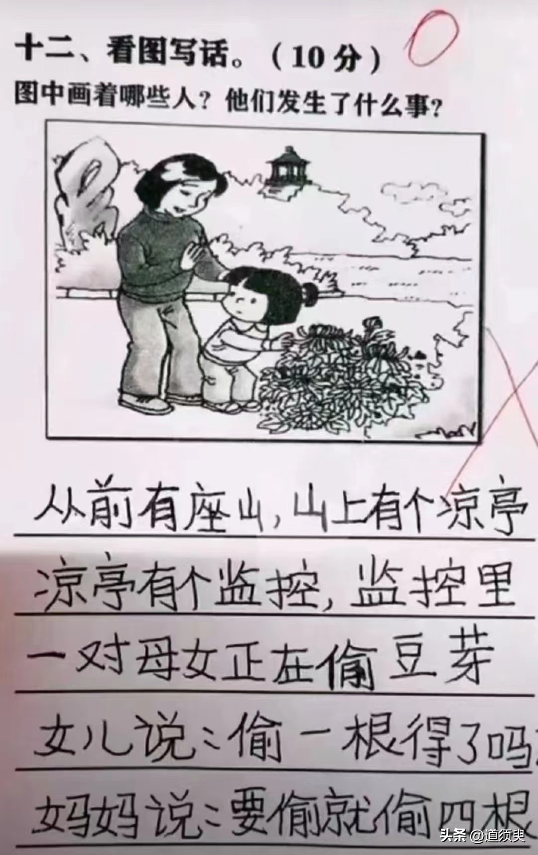 老奶奶躺床上的看图写话,四幅图小孩和老奶奶的看图写话
