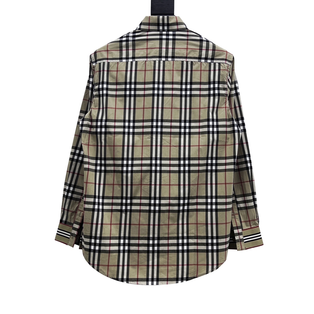 burberry长袖府绸衬衫门襟暗扣,burberry格纹字母衬衫