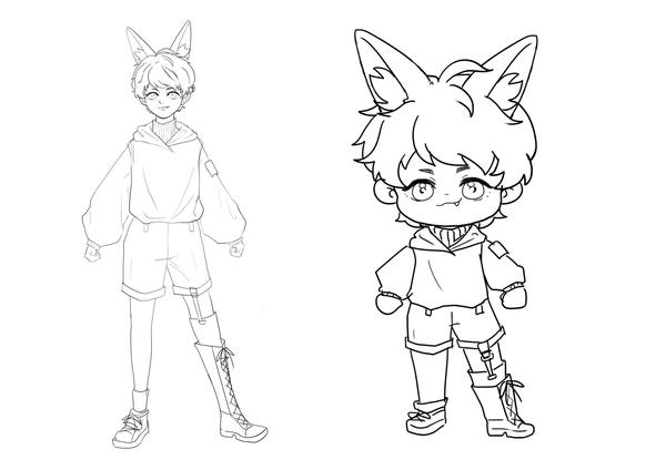 橙色动漫q版人物萌图马克笔手绘,画十二星座动漫人物q版超萌女孩