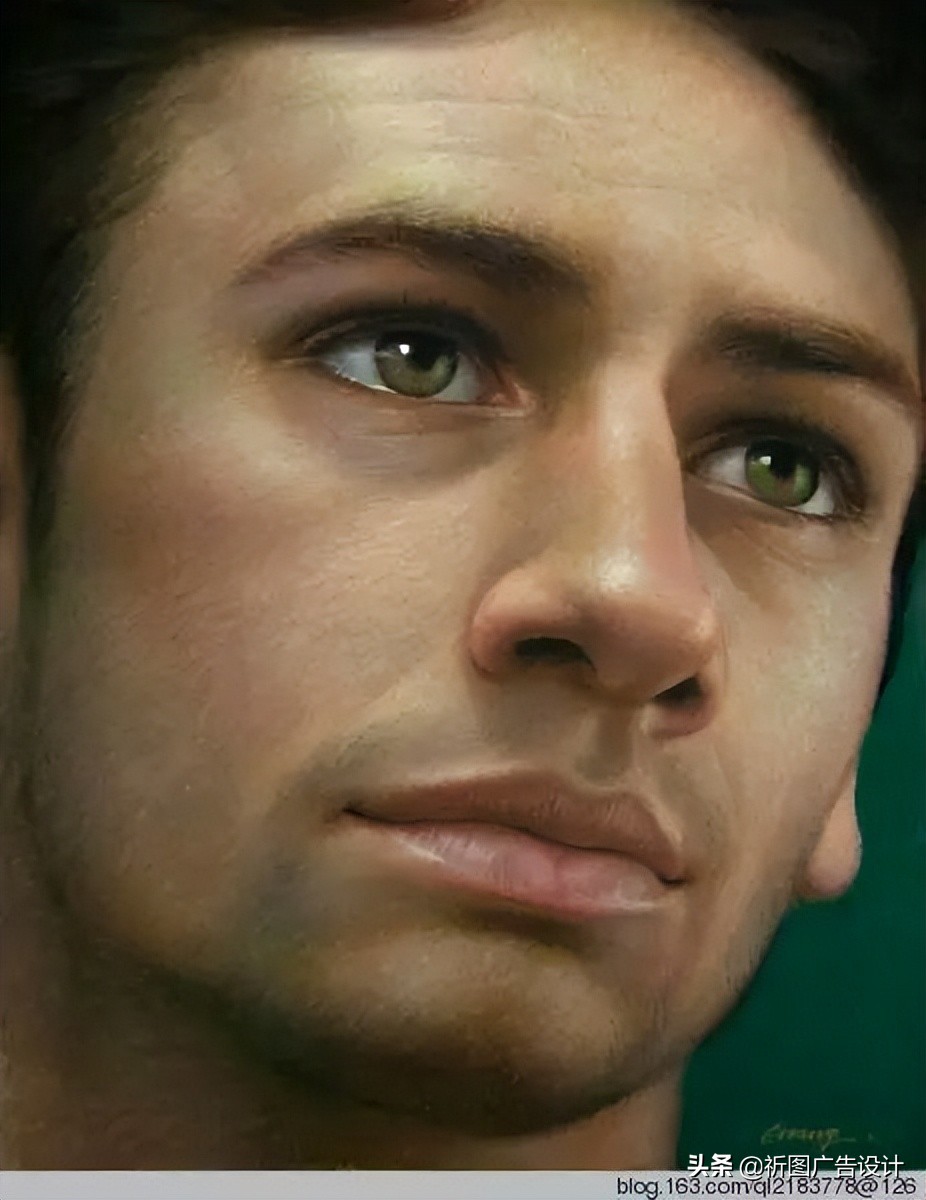 彩色粉笔人像绘画,人像粉笔画