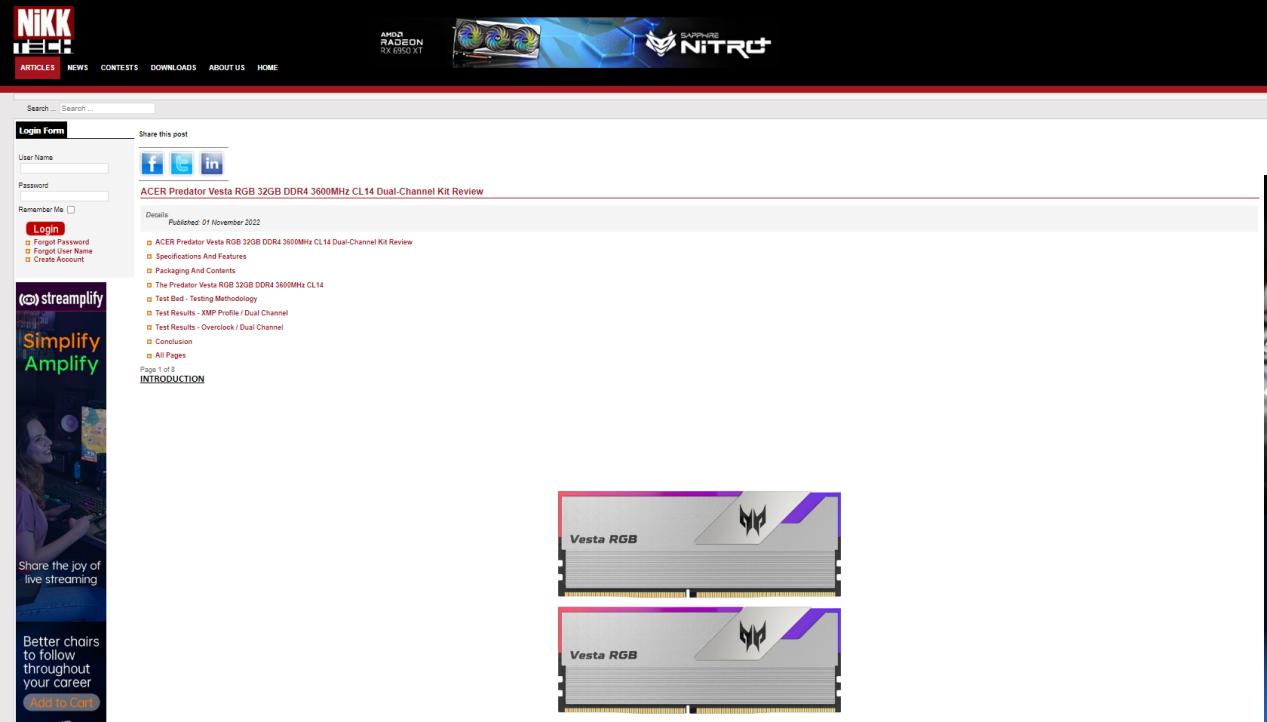 宏碁掠夺者Vesta内存条,宏碁掠夺者vestaii炫光星舰32g6000c