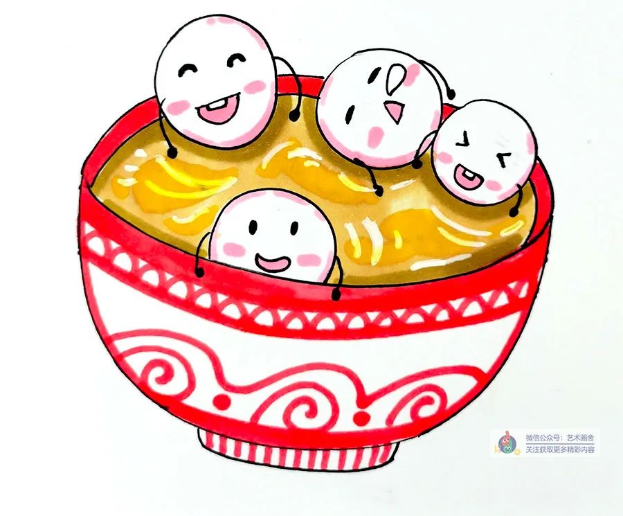 元宵节手抄报汤圆怎么画,怎么画汤圆儿童画