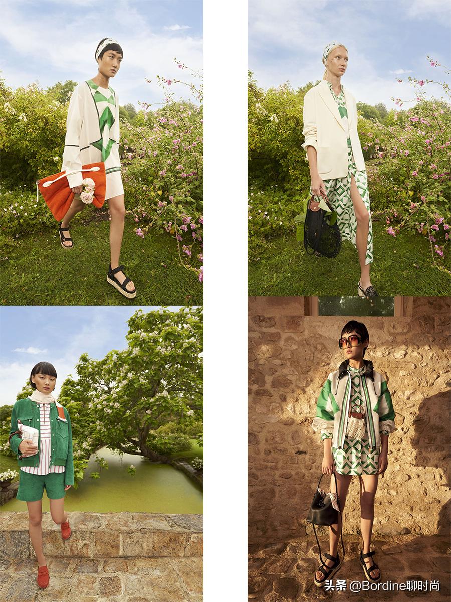 Longchamp2022春夏系列,腰带的收腰亮点,浅色清新图案更添活力