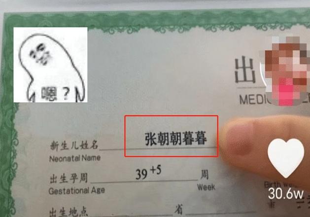 全员“梓涵”热潮已经褪去，新一批古怪名字来袭，家长到底咋想的