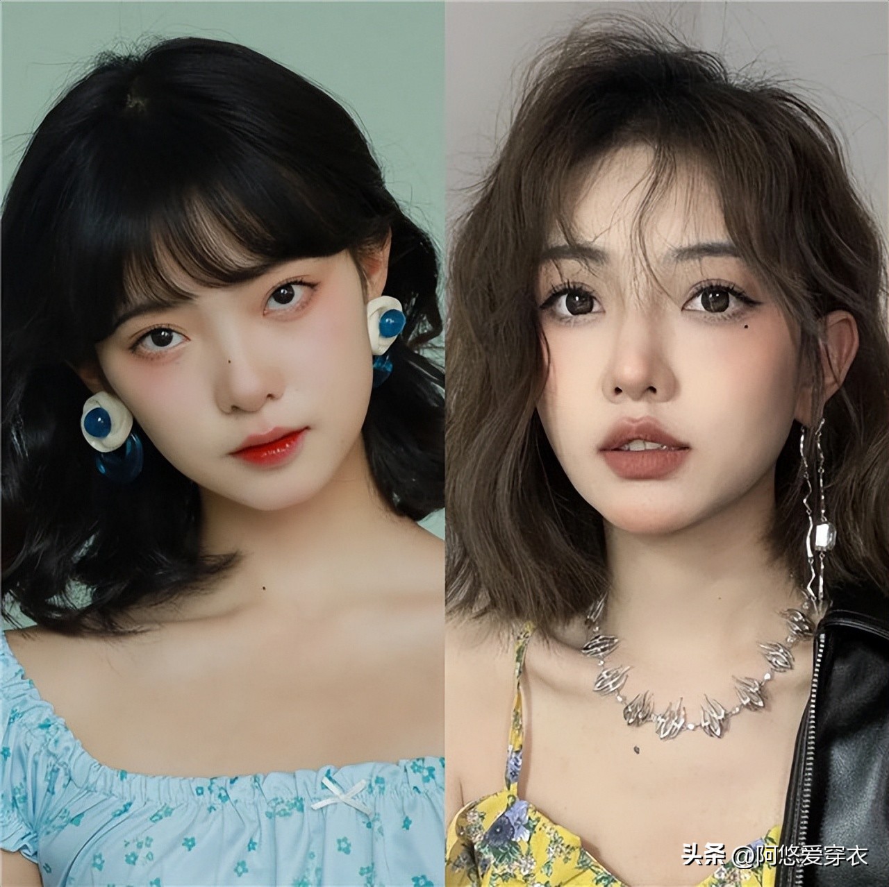 大圆脸锁骨发发型女2020流行发型,2021最洋气锁骨烫齐肩发微卷圆脸