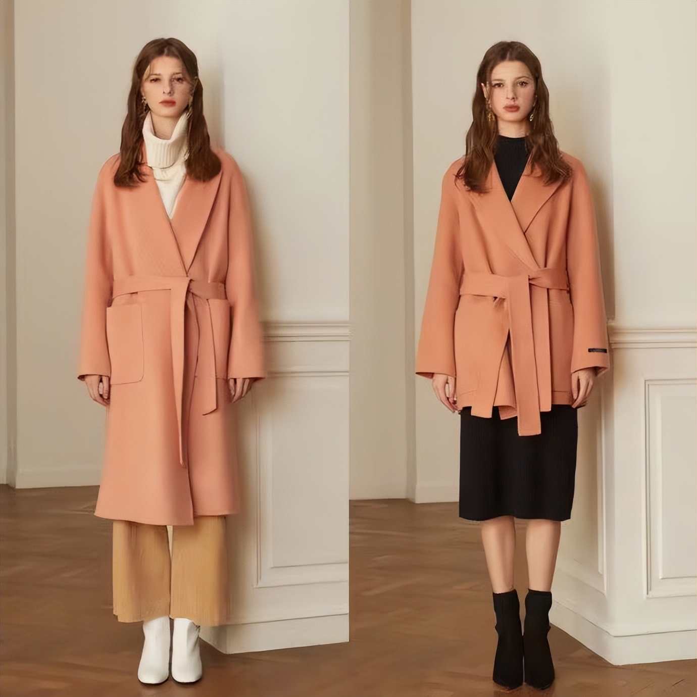 端庄优雅气质羊毛大衣长款米白色,什么颜色的大衣不过时还显白