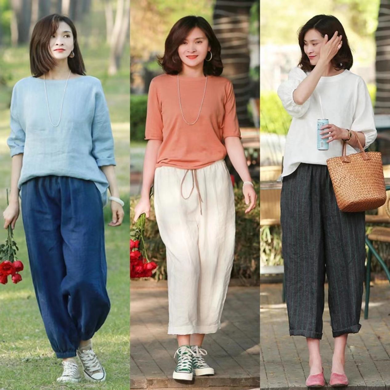 棉麻套装夏季藏肉遮肚子,棉麻森系风怎么穿