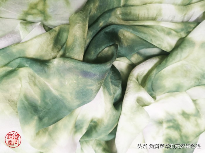 桑蚕丝云染丝巾,水绿云染丝巾
