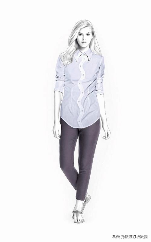 服装设计衬衫款式图,衬衫服装设计效果图