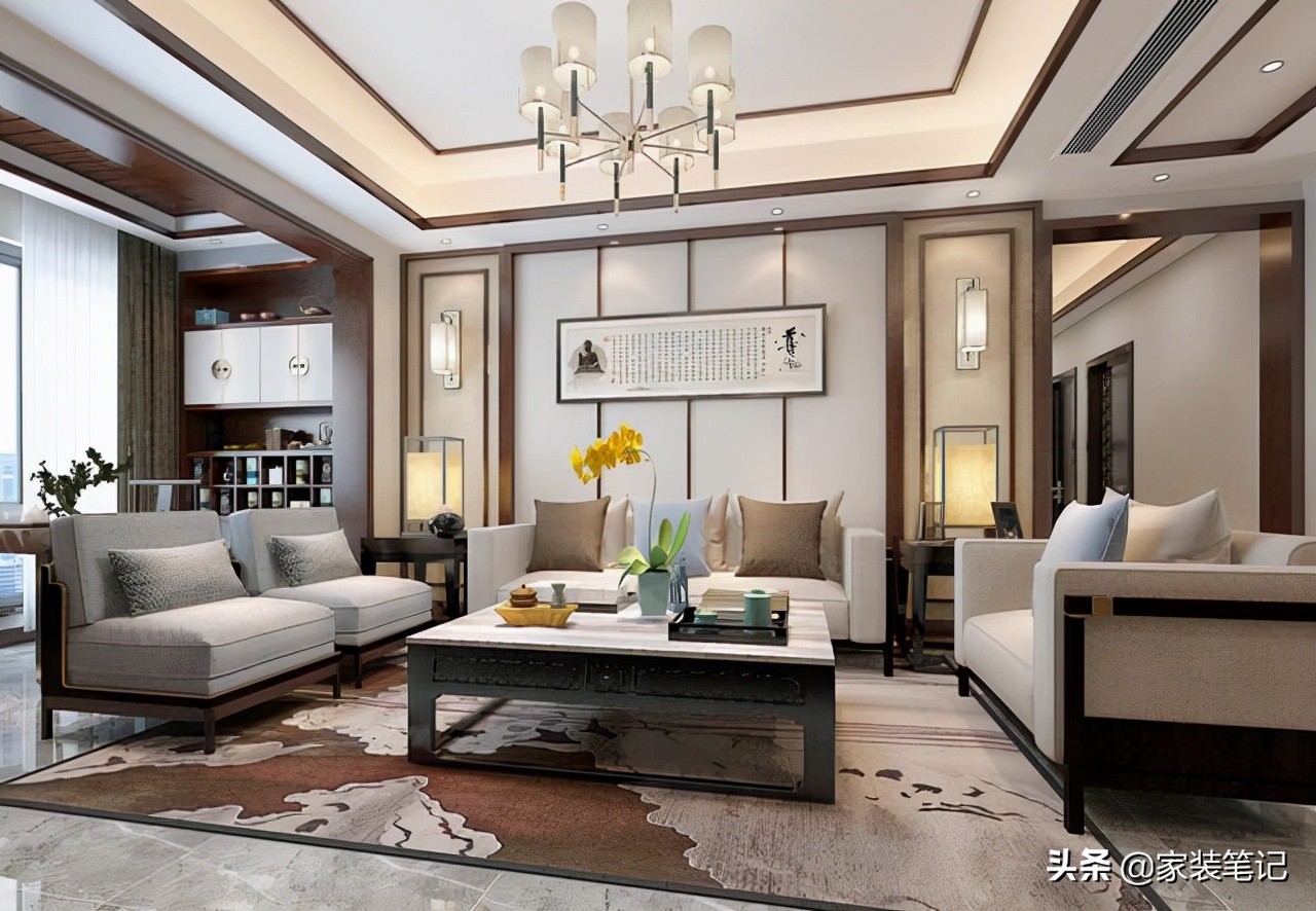 十大经典客厅设计,中式客厅吊顶效果图大全2021款