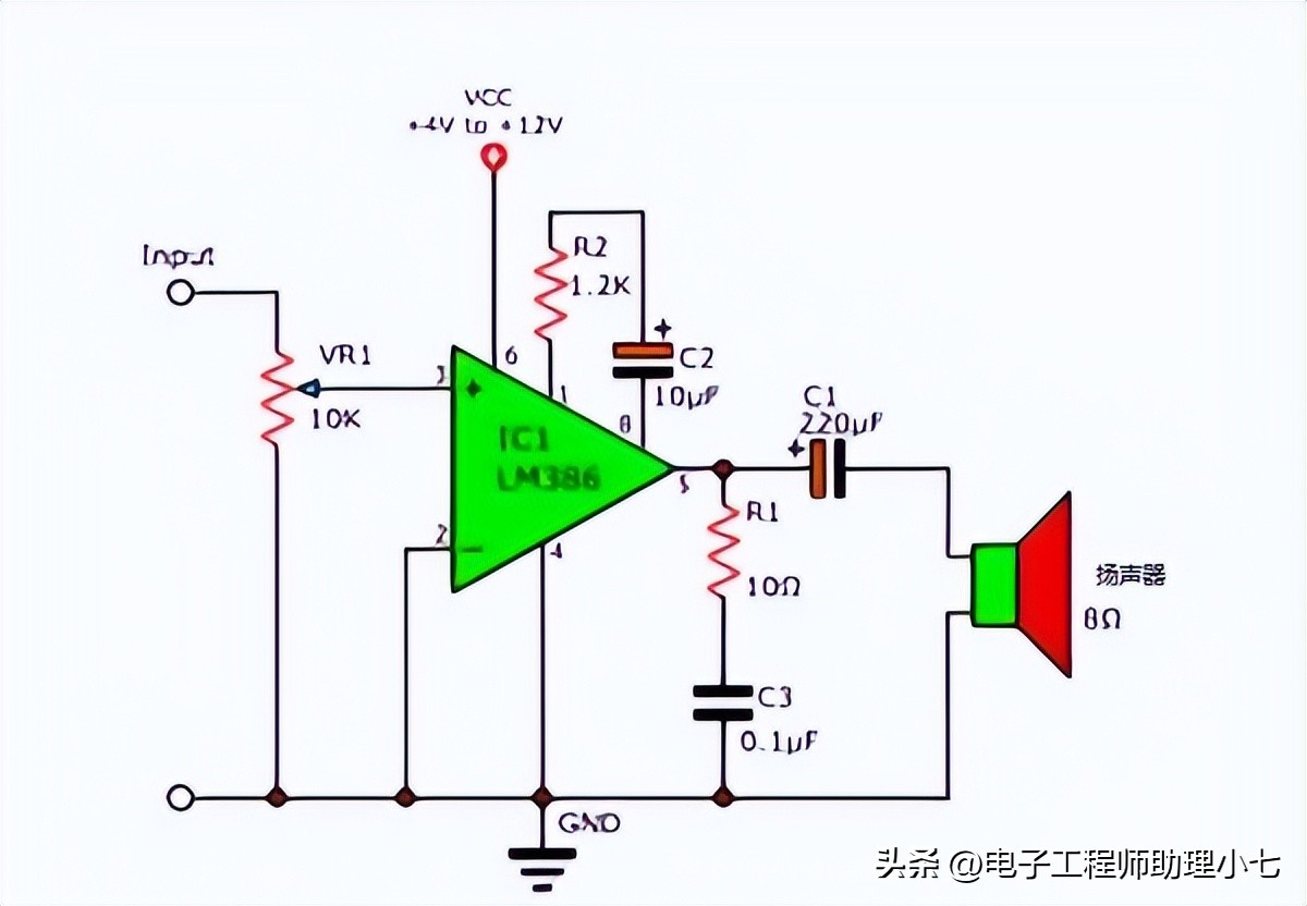lm386音频放大电路怎么装,lm386典型放大电路