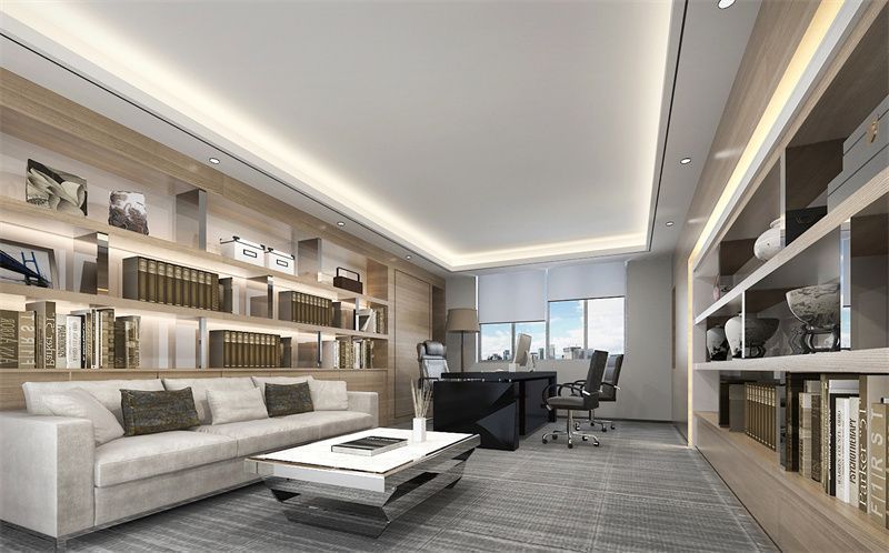 新中式董事长办公室装修效果图,董事长办公室落地窗装修效果图