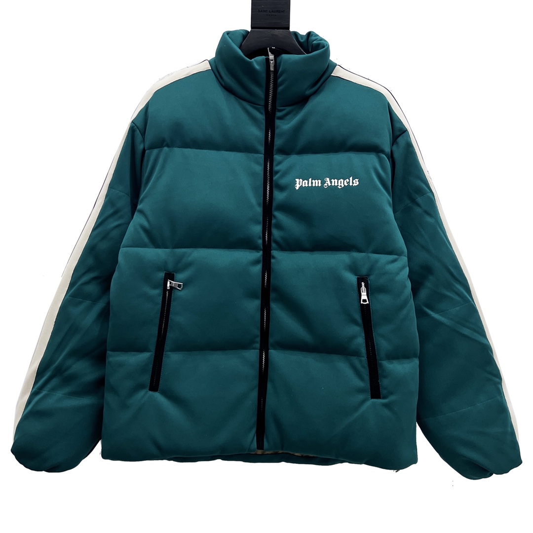 monclerxpalmangels联名款,moncler羽绒服蓝红白刺绣款