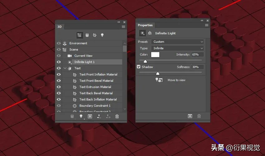 ps怎么做立体空心圆柱效果,ps文字贴合在圆柱上面