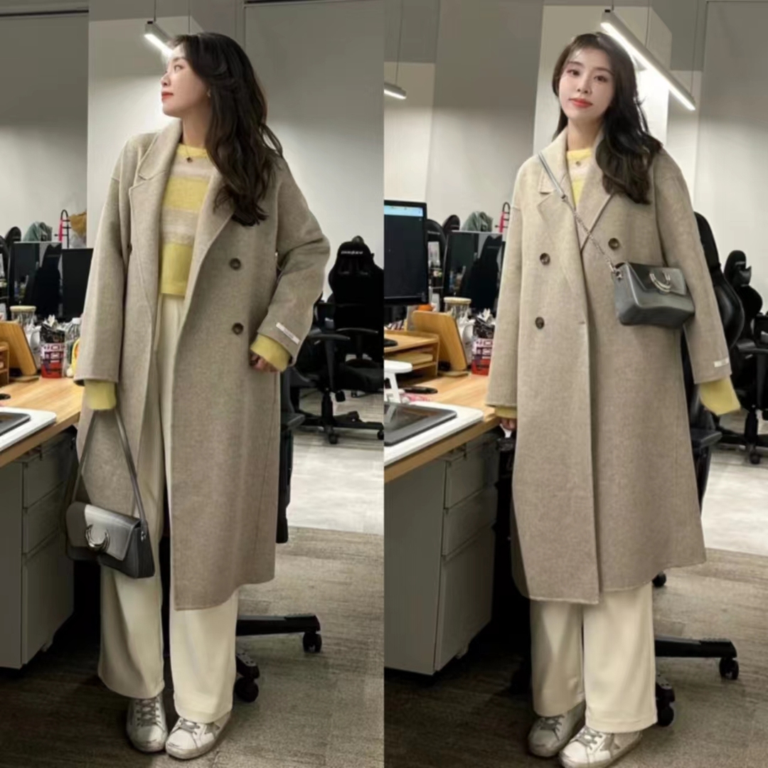 燕麦色大衣内搭什么颜色毛衣,燕麦色大衣高级穿搭图片