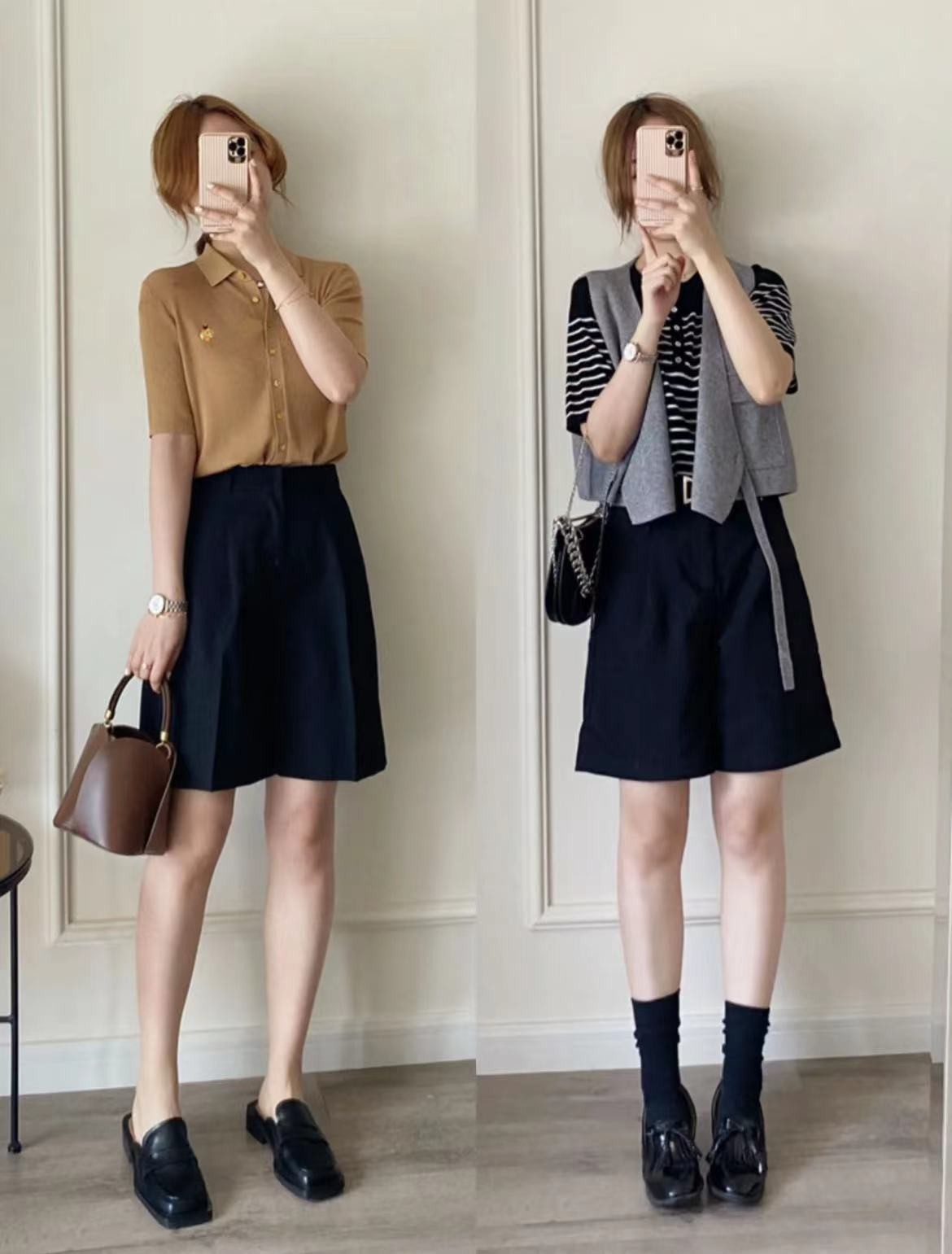 黑色短裤穿什么不露腿又好看,好看又百搭的黑色短裤