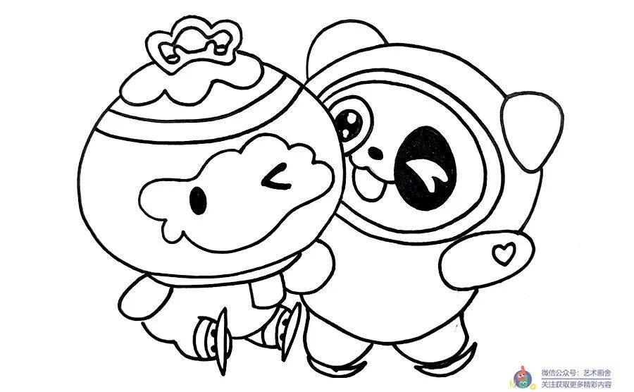2022年冬奥会吉祥物雪容融简笔画,儿童画冰墩墩雪容融