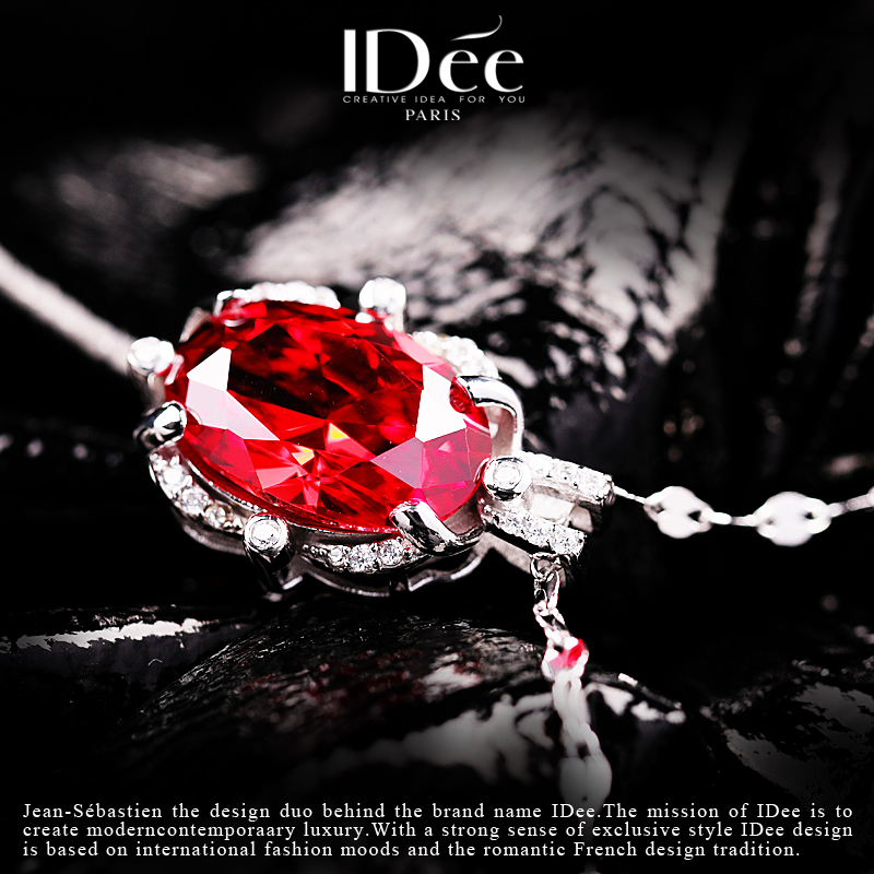 时尚轻奢彩银项链,坠式银项链浪漫520礼物