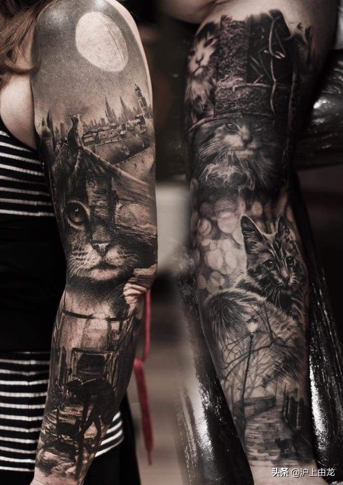 猫咪纹身图案设计,猫咪纹身图片小图案