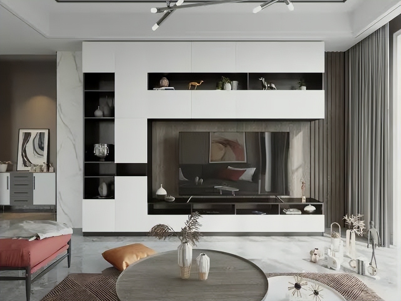 优嘉亿美电视柜这样装，客厅颜值瞬间提升100倍