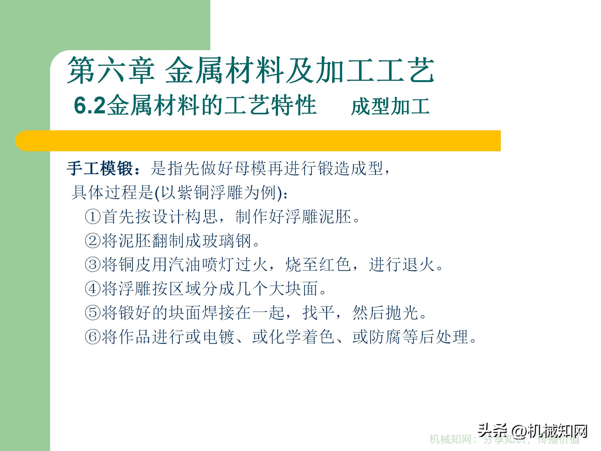 金属材料的5类成型工艺，3种热处理方式，60页PPT一次性搞明白