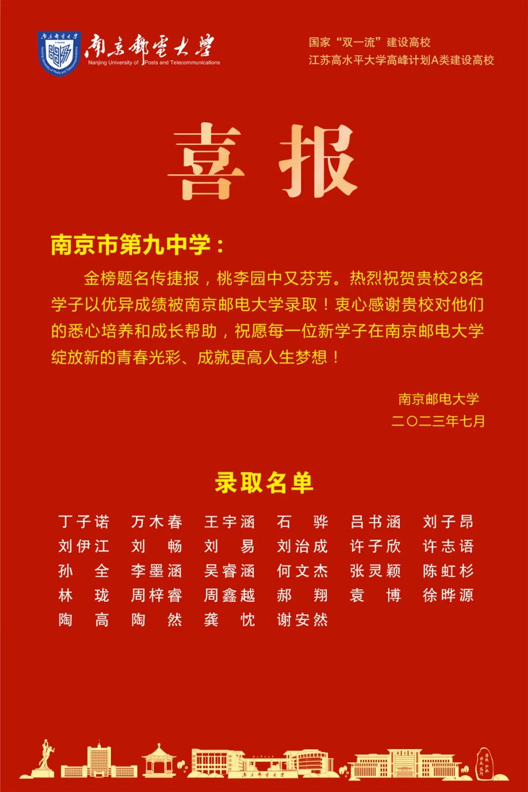 金中河西2020年高考喜报,九中和金中河西