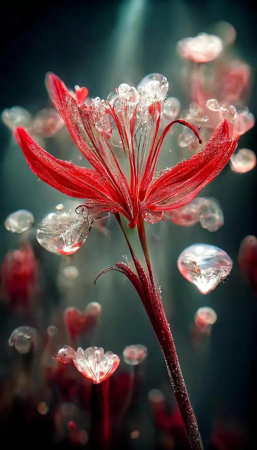 梦幻蓝色水晶花,梦幻玻璃水晶花