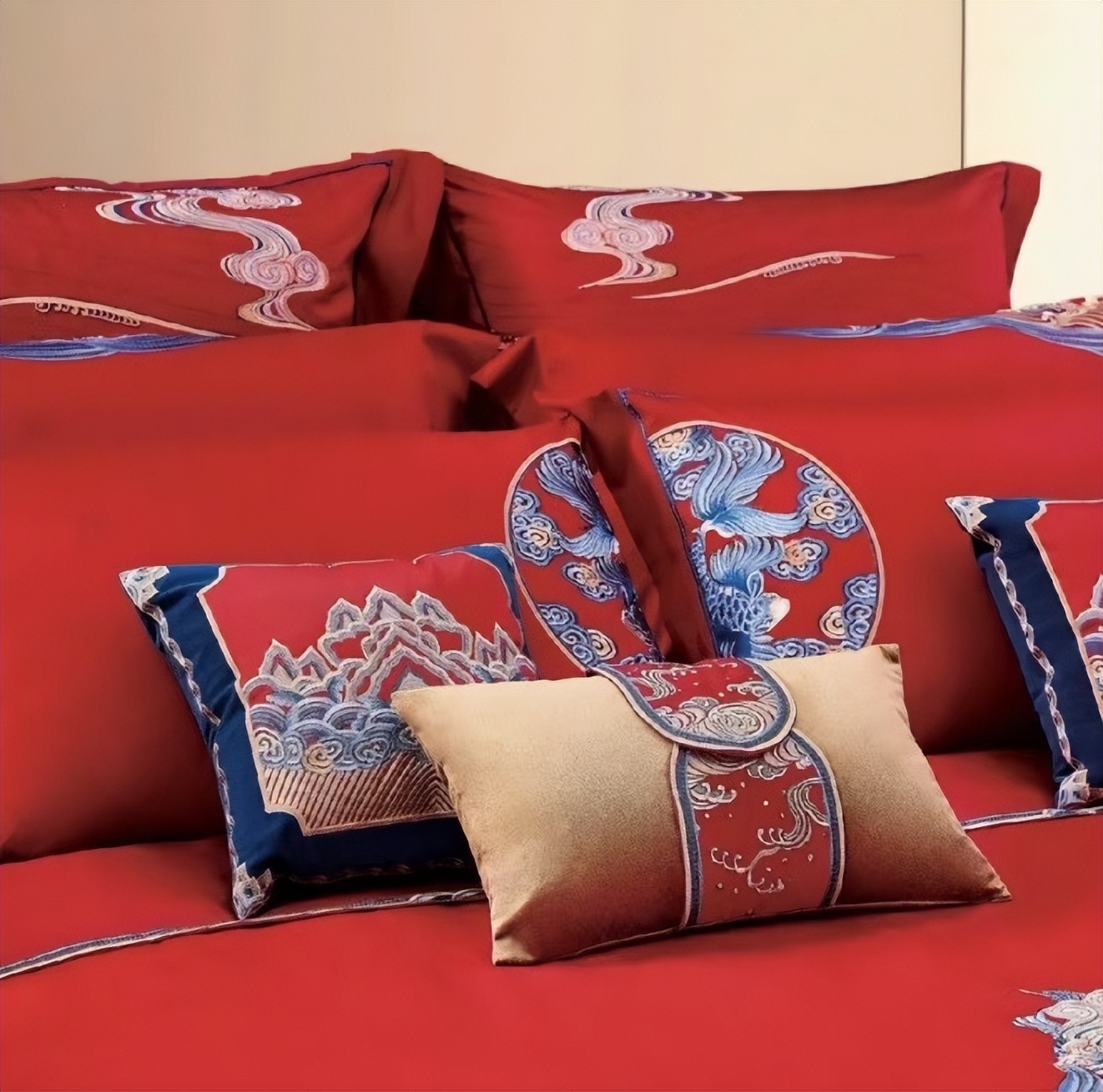 水星家纺婚庆四件套龙凤呈祥,水星家纺婚庆刺绣结婚四件套