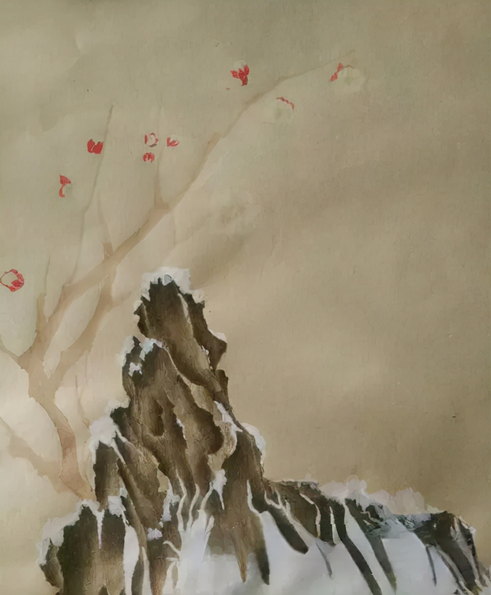 雪梅的画面怎么画,写意雪梅画法教程