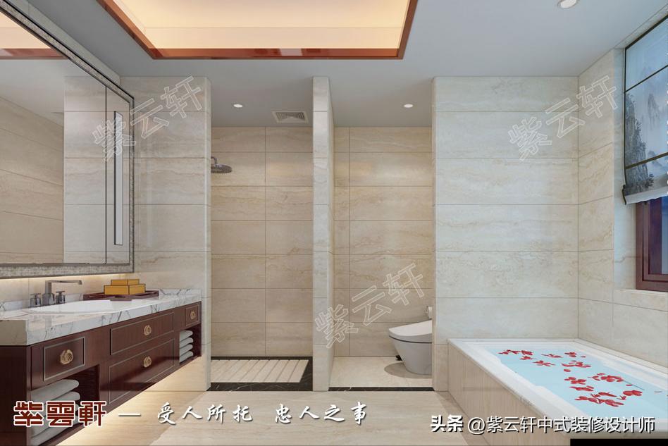 中式风格装修洗手间浴缸,中式浴缸装修效果图