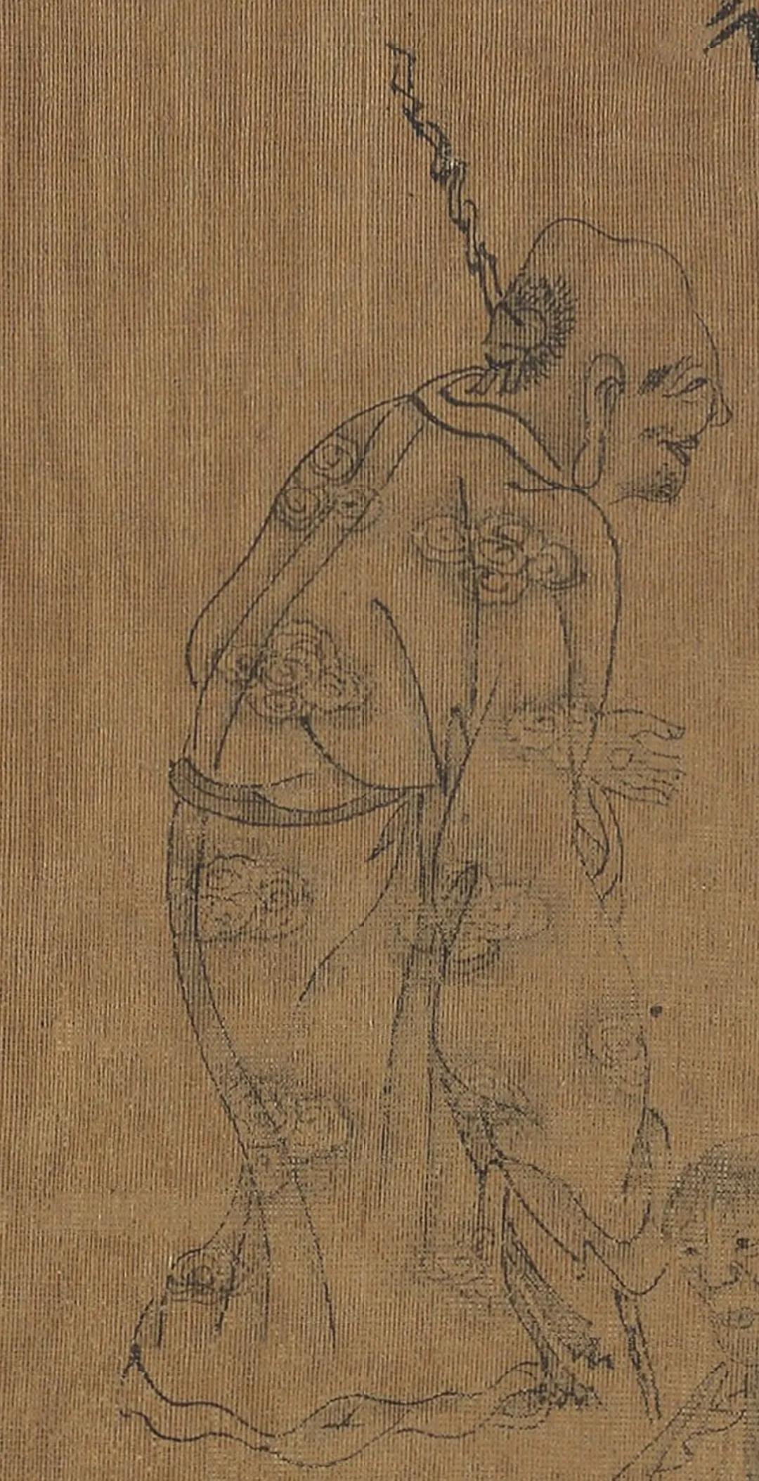 白描十八罗汉图片高清大图,清李公麟白描十八罗汉图