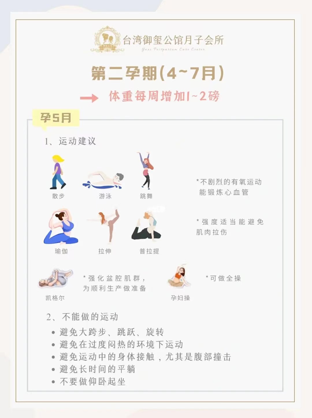 孕期运动的最佳时间及注意事项,孕期每月运动建议附注意事项
