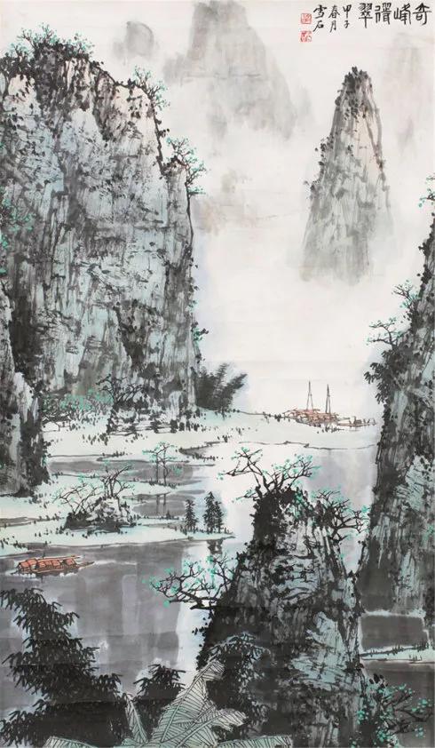 现代山水画名家竖幅作品欣赏,寓意好的庭院名家山水画欣赏