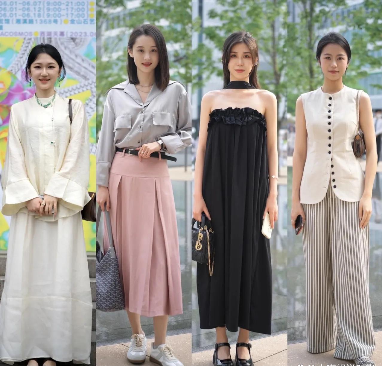 杭州女孩真会穿，满大街长裙长裤，不配高跟鞋也很美！