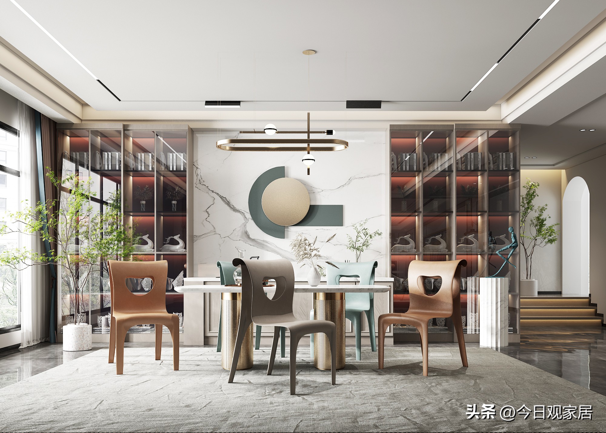 餐厅大圆桌桌面布置创意图片,特色餐厅设计风格大全