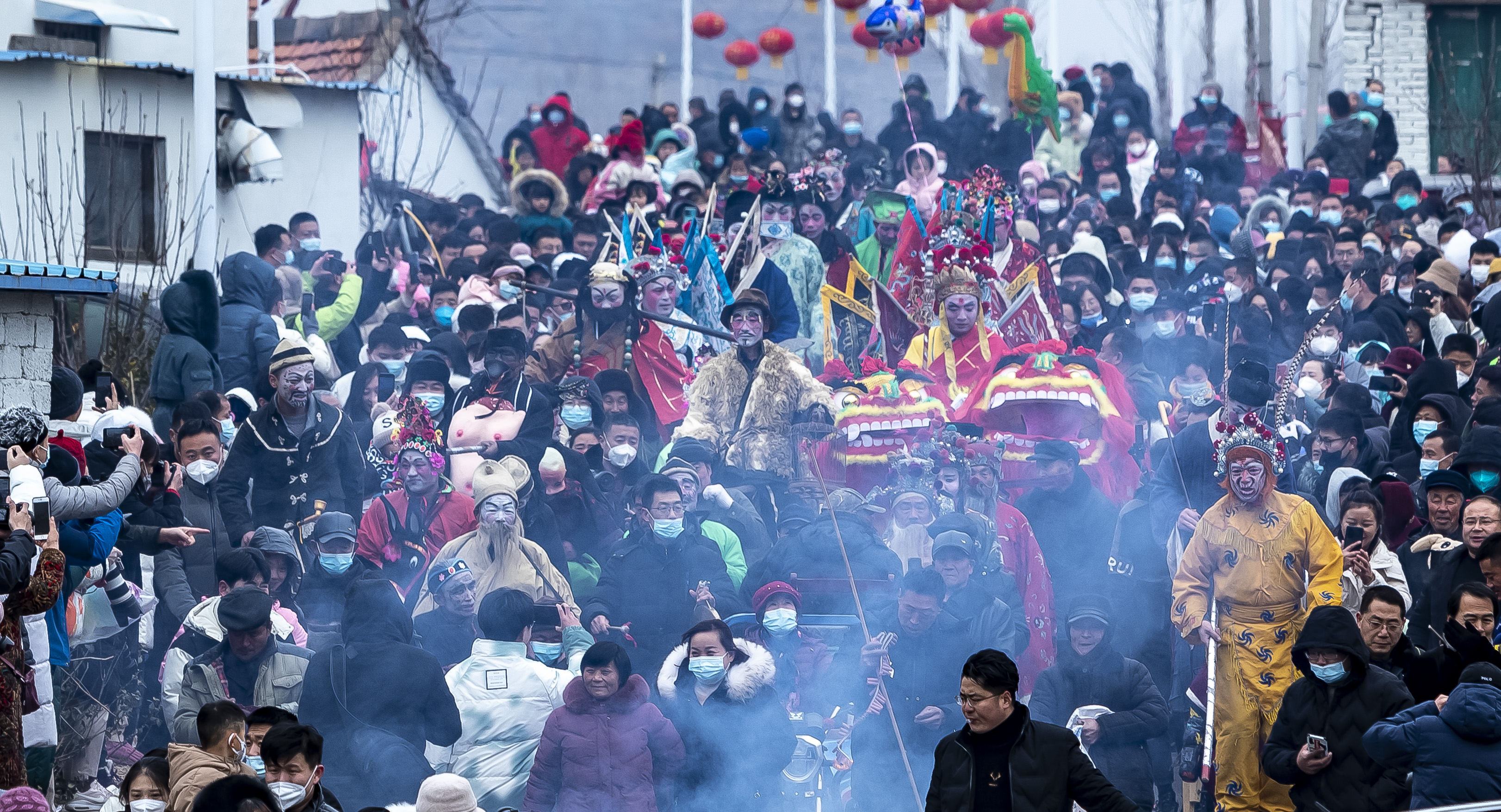 沂水大峪送火神时间,大峪村送火神舞狮