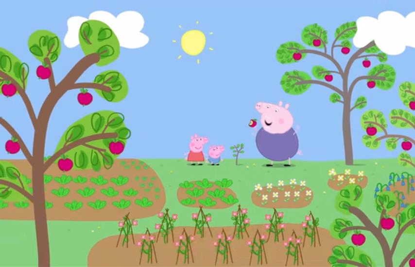 跟小猪佩奇学字母,小猪佩奇花园种菜英语