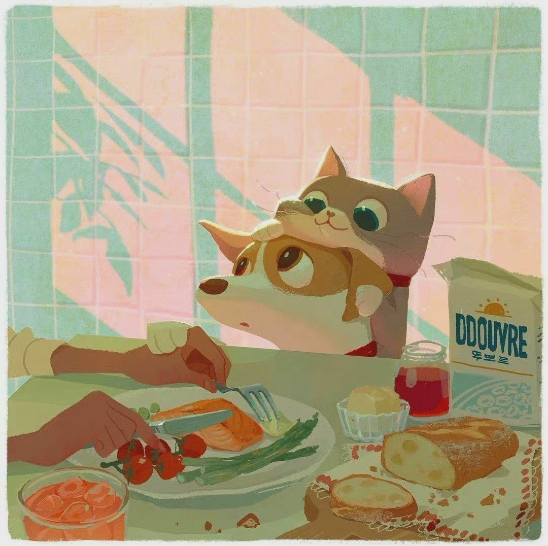 DDouvre插画|拟人化的小动物头像，治愈系猫咪肖像画系列