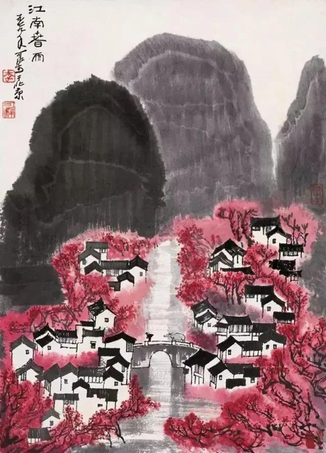 杏花春雨江南画赏析,鉴赏山水画诗词