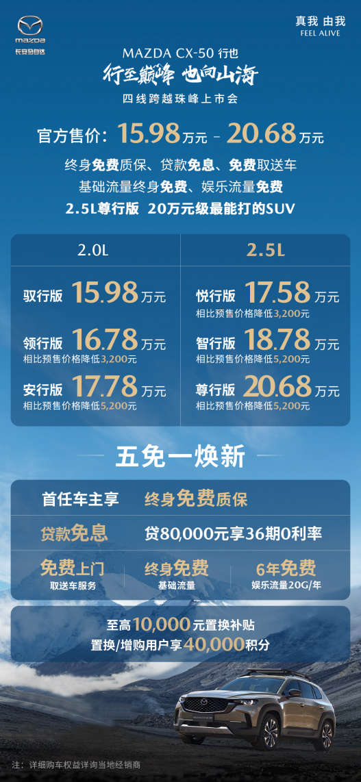 cx-50行也四驱深度测评,15.98万元起长安马自达cx-50预售
